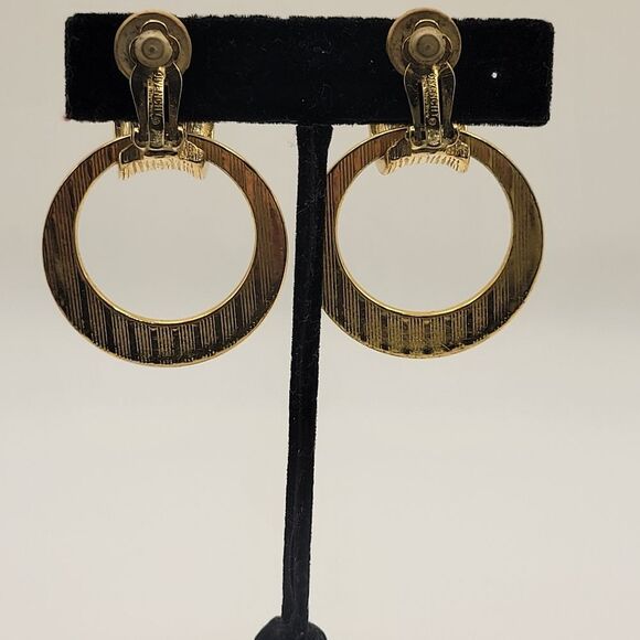 Vintage Givenchy Spanish Damascene Bird Flower Dangle Clip on earrings - Picture 10 of 16